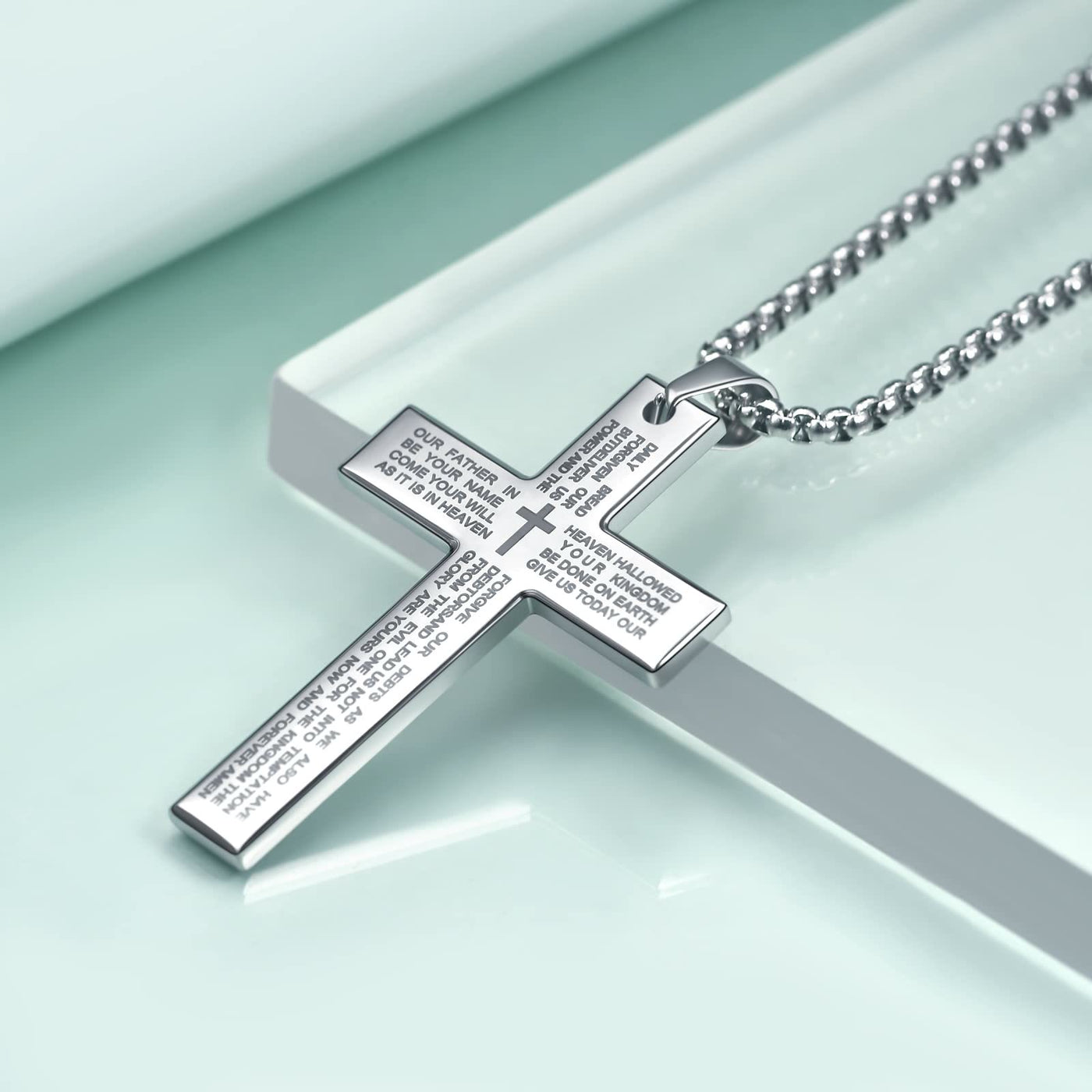 FREE Today: Men's Cross Necklace with Lord's Prayer