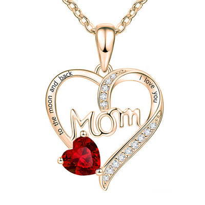 "To My Dear Mom" Zircon Heart Necklace