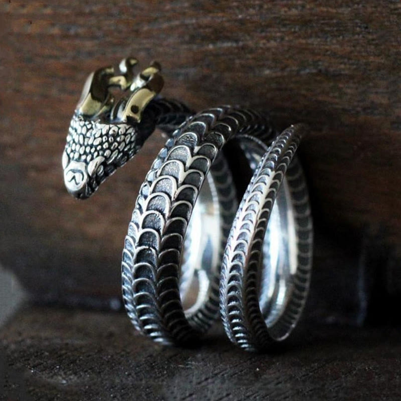 Powerful Norse Guardian: Jörmungandr Snake Ring