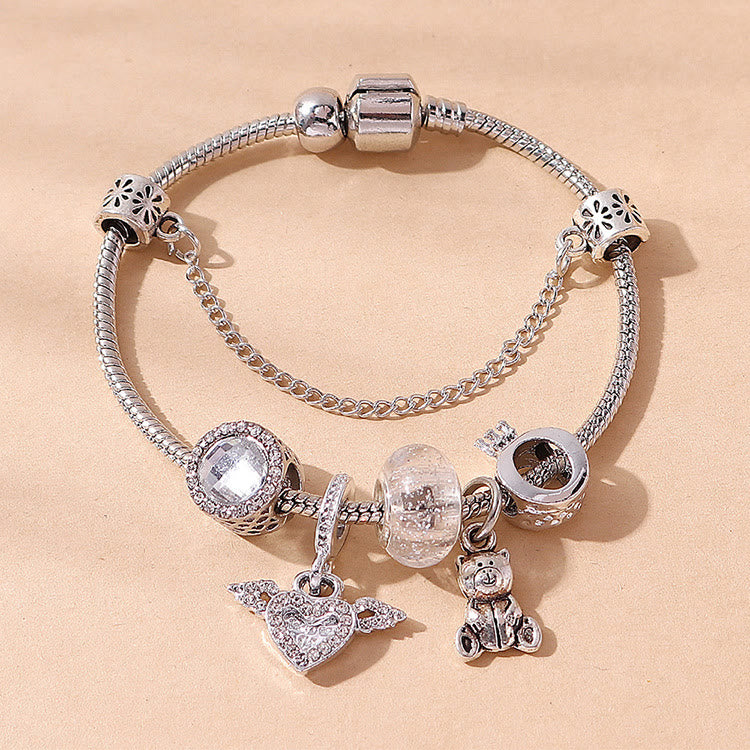 White Zircon Acrylic Beads Love Bear Pendant Bracelet