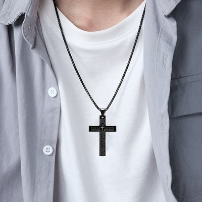 FREE Today: Men's Cross Necklace with Lord's Prayer