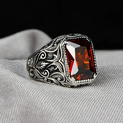 Limited Sale - Antique Silver Square Ruby Ring