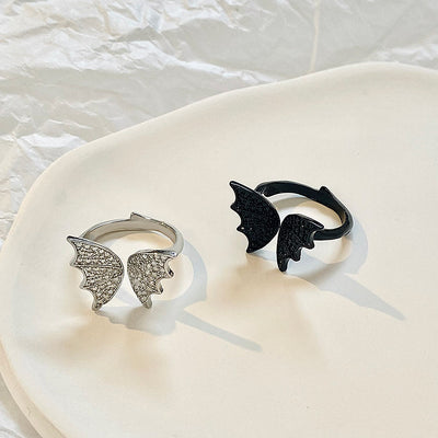 Black Bat Wings Ring