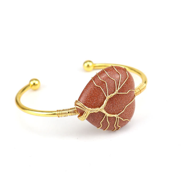 Olivenorma Gold Copper Wire Wrapped Natural Heart Shape Crystal Bracelet