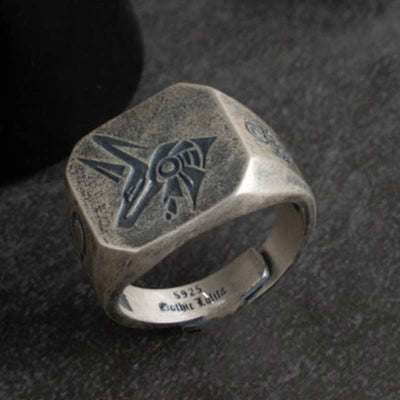 FREE Today: The God Of The Sky - Horus and Anubis Sterling Silver Ring