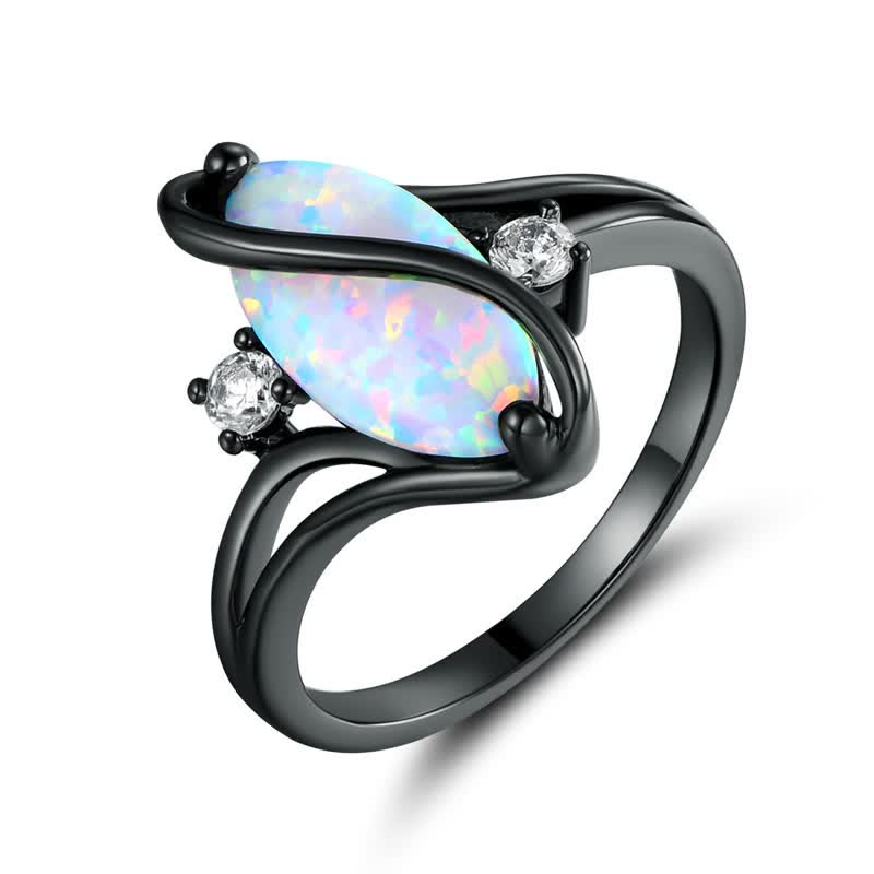 Women's Oval-Cut Opal S Ring - Black - 10 - image 1