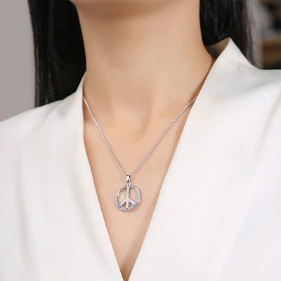 "Peace and Love"-Peace Sign Colored Zircon Necklace