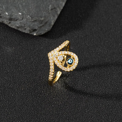 Olivenorma White Zircon Ring Evil Eye Adjustable Ring