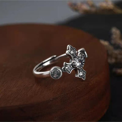 Colorful Zircon Cross Flower Ring