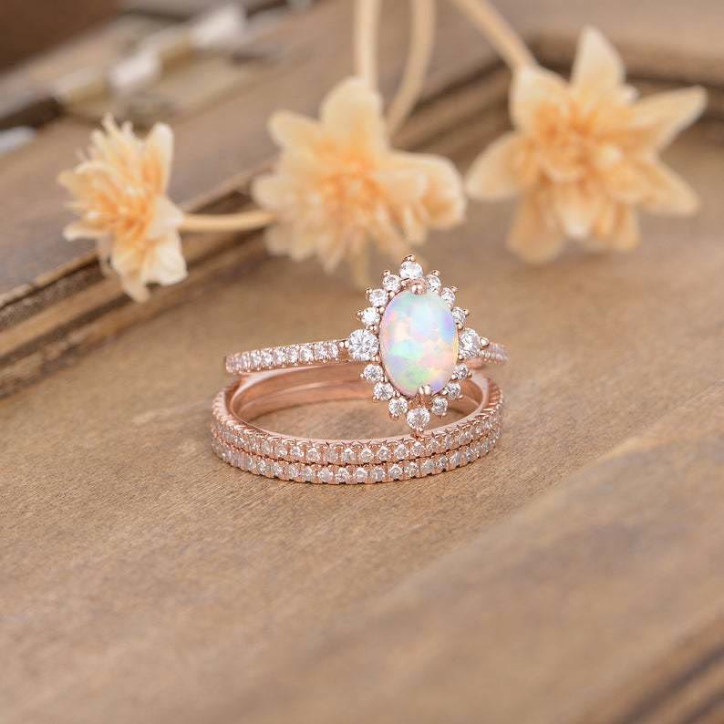 FREE Today: Romantic Opal Zircon 3-Piece Ring