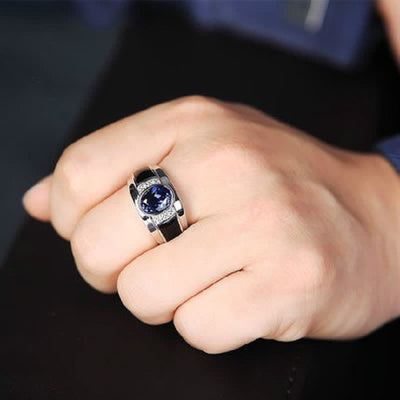 Limited Sale - Men's Sapphire Stylish Minimalist Ring