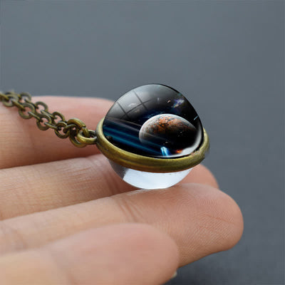 Solar System Double Side Glass Necklace