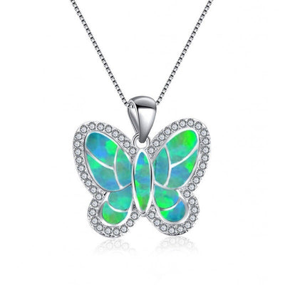 Summer Butterfly Opal with Zircon Necklace