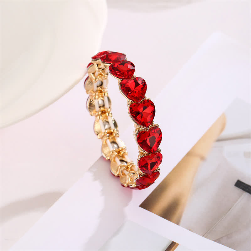 Women's Heart Rhinestone Stretchy Bracelet