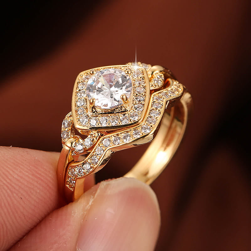 Square Rhombus White Zircon Ring