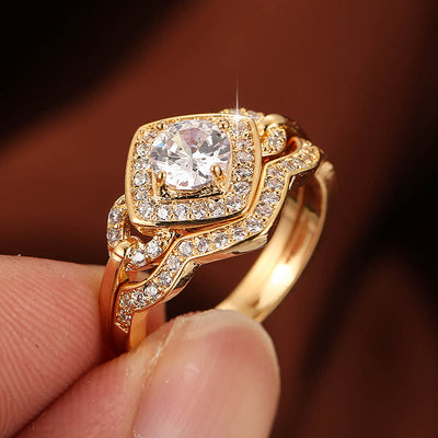 Square Rhombus White Zircon Ring