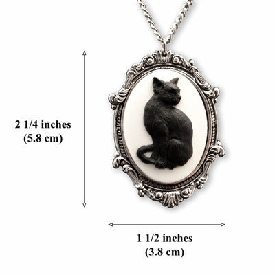 Halloween Real Metal Black Cat Necklace