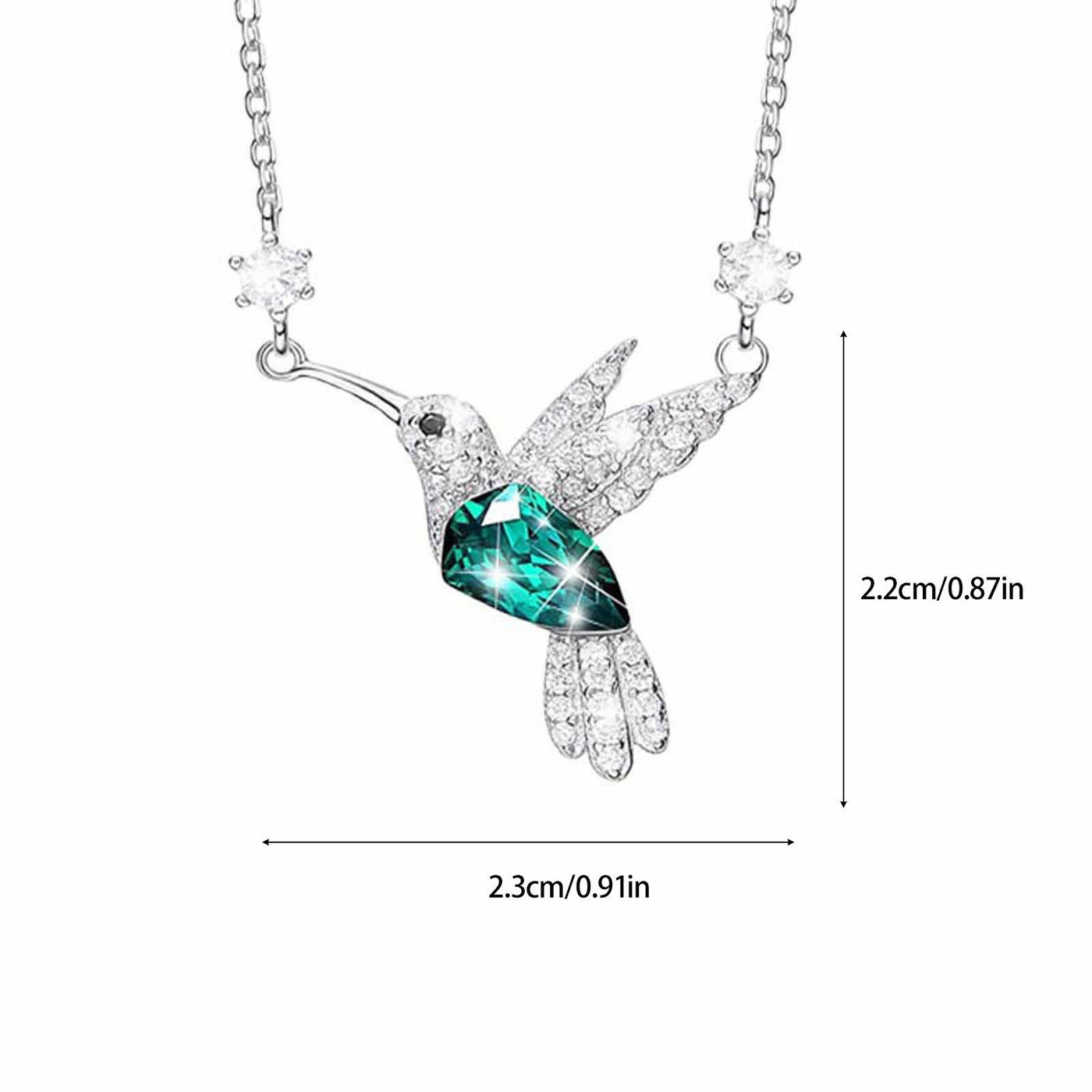 Emerald Diamond Studded Hummingbird Necklace