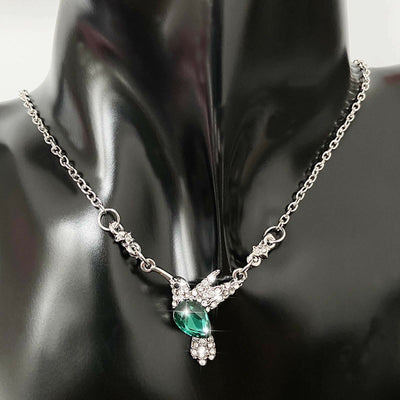 Limited Sale - Emerald Diamond Studded Hummingbird Necklace