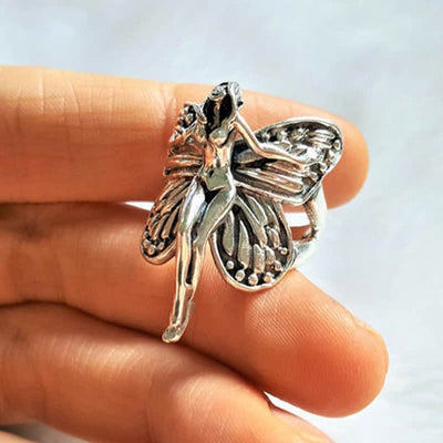 Fairy Elf Ring STERLING SILVER 925 Butterfly Angel Wings