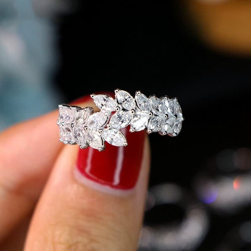 Versatile Wheat Leaf Flower Zircon Ring