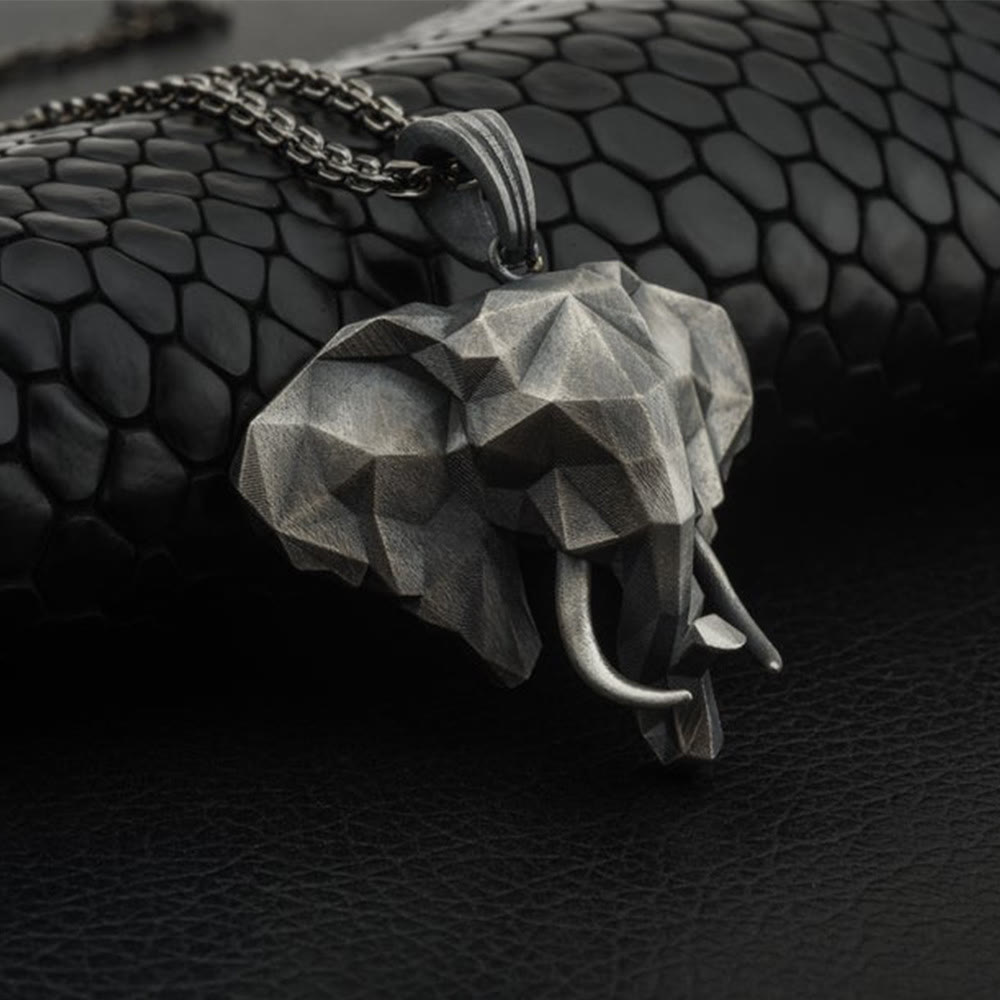 Mens Origami Elephant Necklace