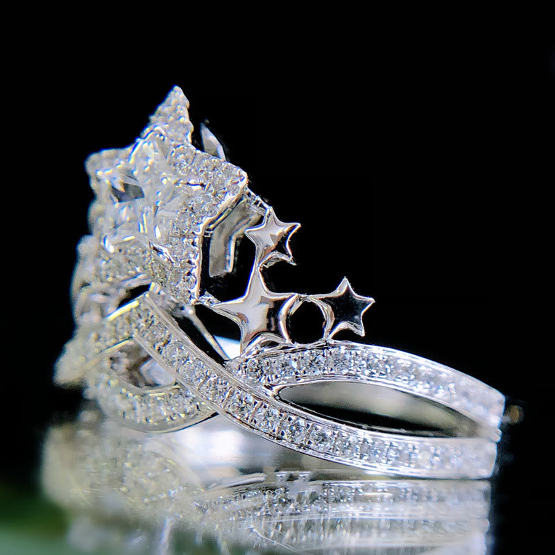 Star Shiny Crown Inlaid Zircon Ring