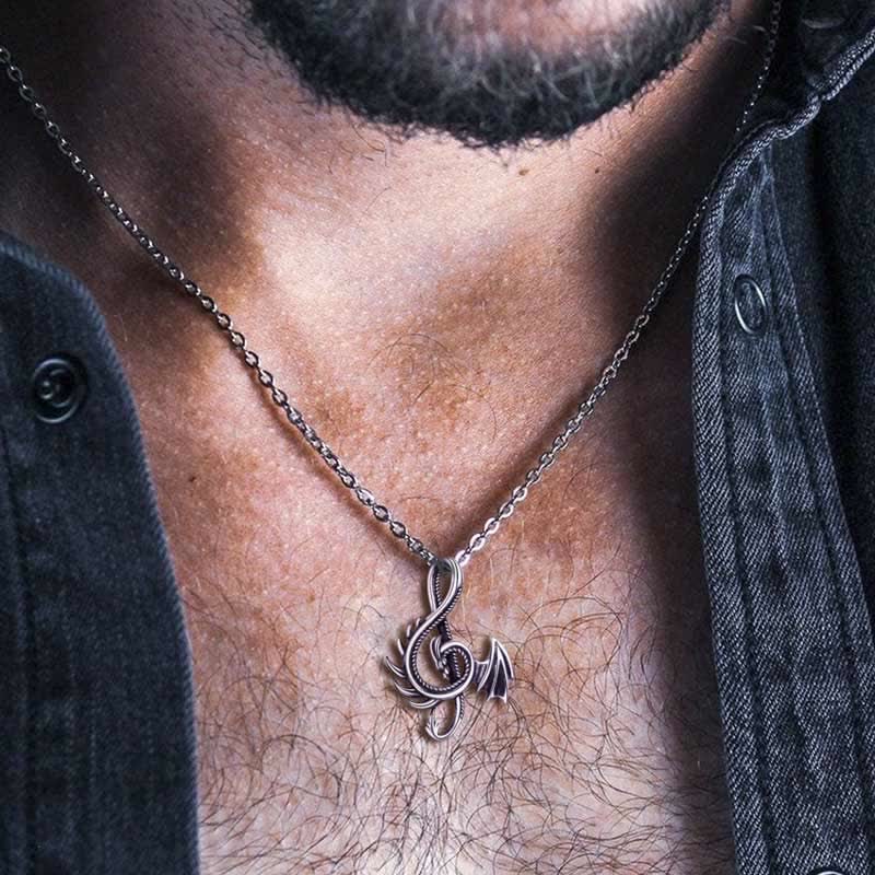 '' Always Be Yourself '' Men's Dragon Necklace