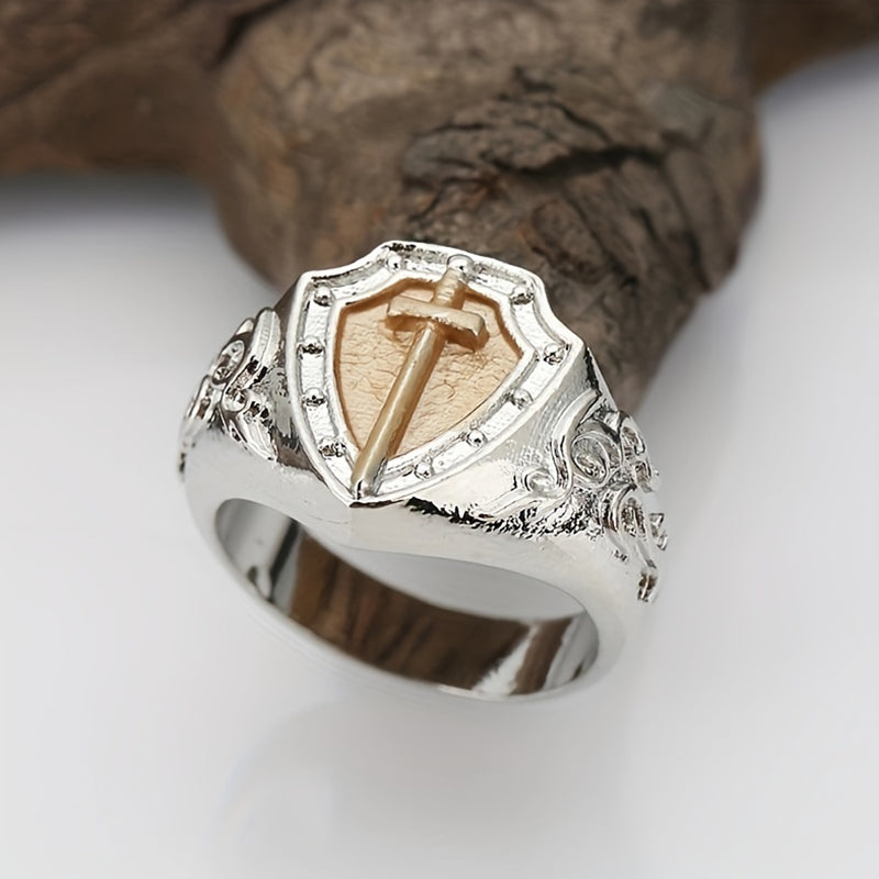 Unique Knight Golden Cross Sword Ring