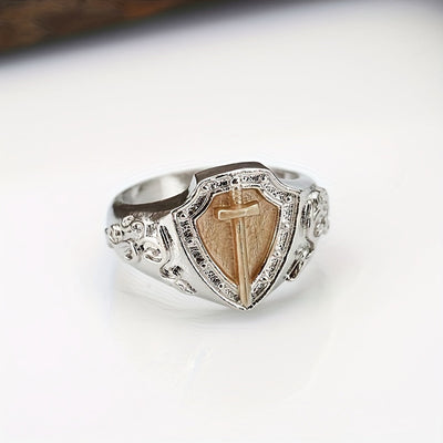 Unique Knight Golden Cross Sword Ring