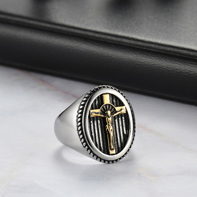 Men's Stainless Steel Jesus Christ Cross Ring