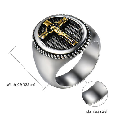 Men's Stainless Steel Jesus Christ Cross Ring