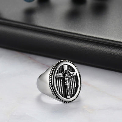 Men's Stainless Steel Jesus Christ Cross Ring