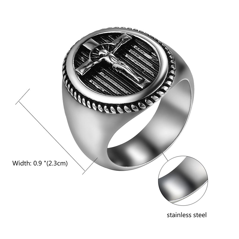 Men's Stainless Steel Jesus Christ Cross Ring