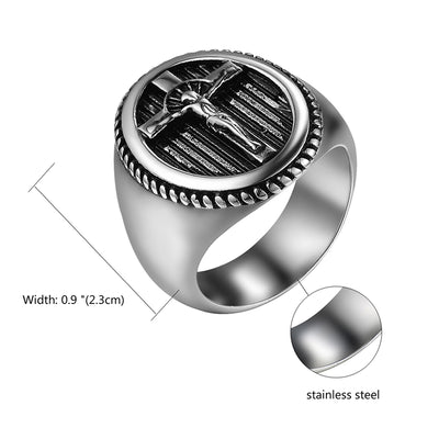 Men's Stainless Steel Jesus Christ Cross Ring