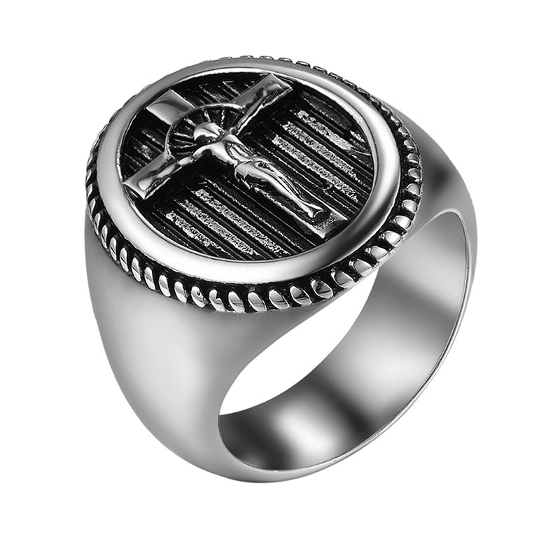 Men's Stainless Steel Jesus Christ Cross Ring