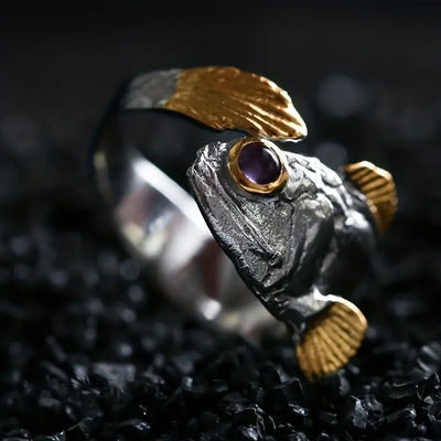 "Good Luck" Creative Fish Adjustable Ring