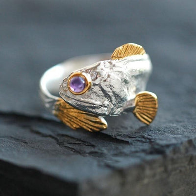 "Good Luck" Creative Fish Adjustable Ring