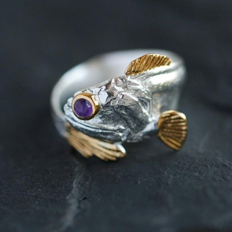 "Good Luck" Creative Fish Adjustable Ring