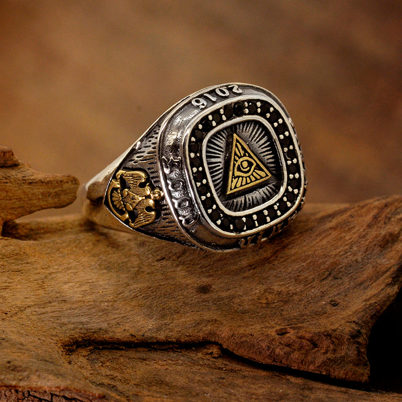 Eye of Providence Sterling Silver Masonic Ring