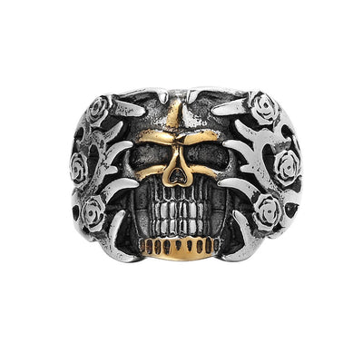 Rose Skull Titanium Steel Ring for Men