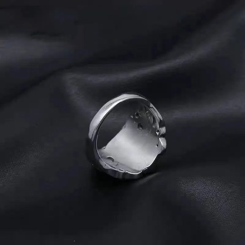 Rose Skull Titanium Steel Ring for Men