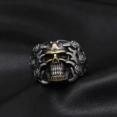 Rose Skull Titanium Steel Ring for Men