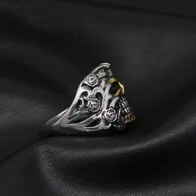 Rose Skull Titanium Steel Ring for Men