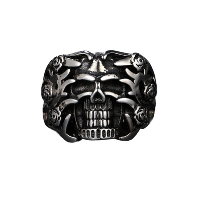Rose Skull Titanium Steel Ring for Men
