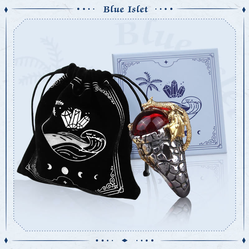 Stainless Steel Guardian Dragon Ruby Ring  - image 7