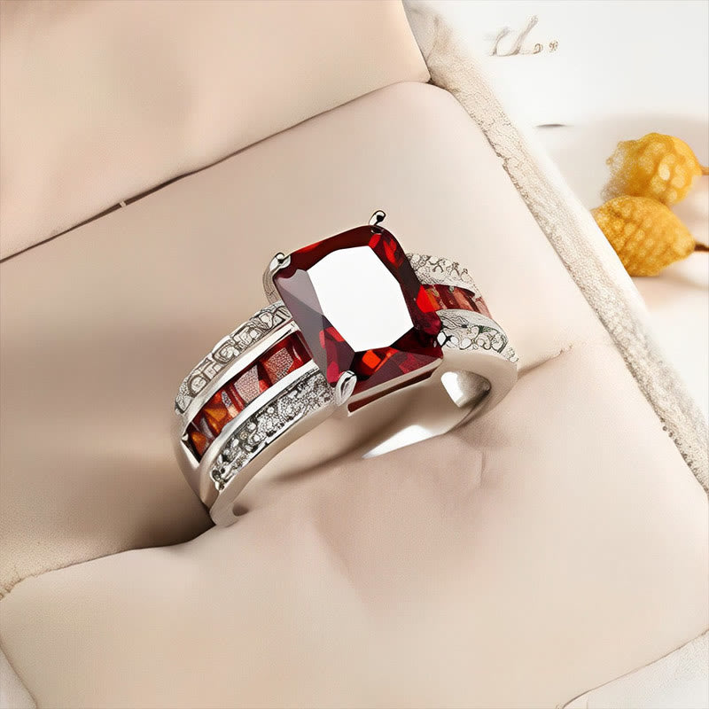 18k Gold Plated Inlaid Large Rectangle Cut Zircon Luxurious Elegant Ring