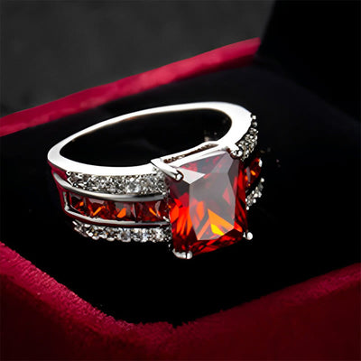 18k Gold Plated Inlaid Large Rectangle Cut Zircon Luxurious Elegant Ring