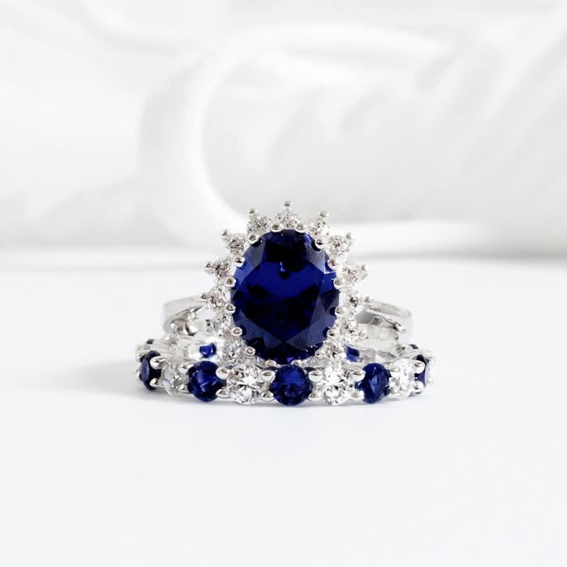 Luxurious Exquisite Sapphire 2PCS Ring Set