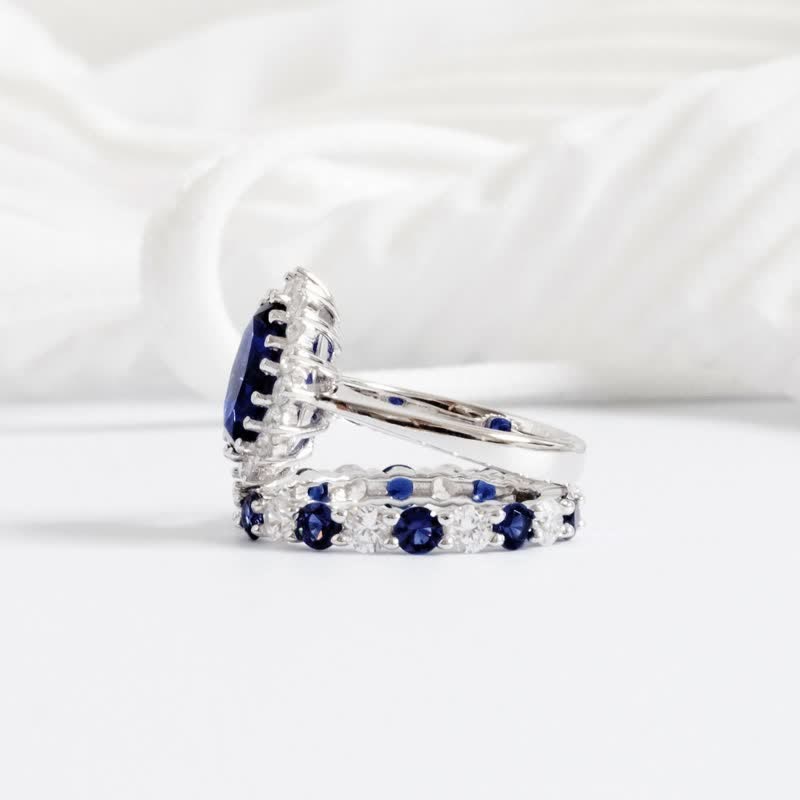 Luxurious Exquisite Sapphire 2PCS Ring Set